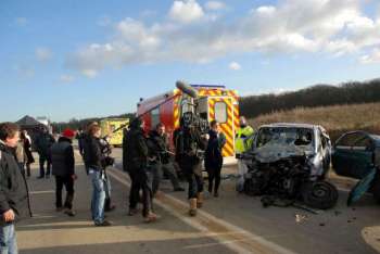tournage du clip sécurité routière avec les sapeurs-pompiers de l'Essonne